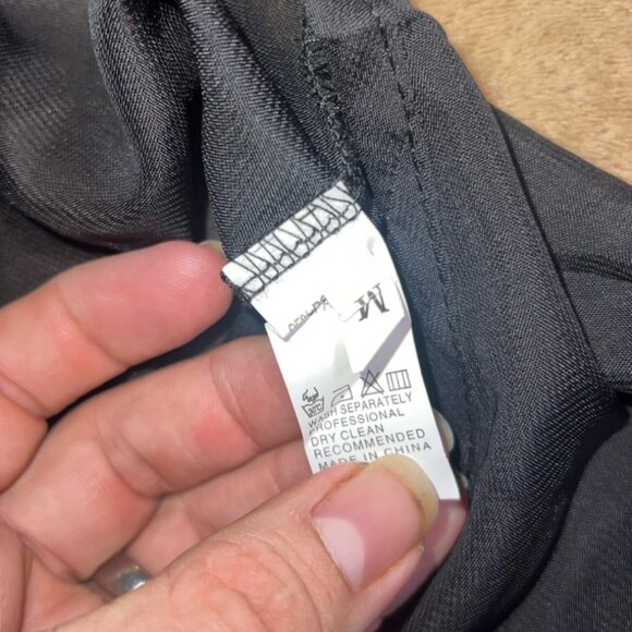 Women Medium Black Sheer Chiffon White Pom Tassle Swim‎ Coverup (Q) - Picture 4 of 5